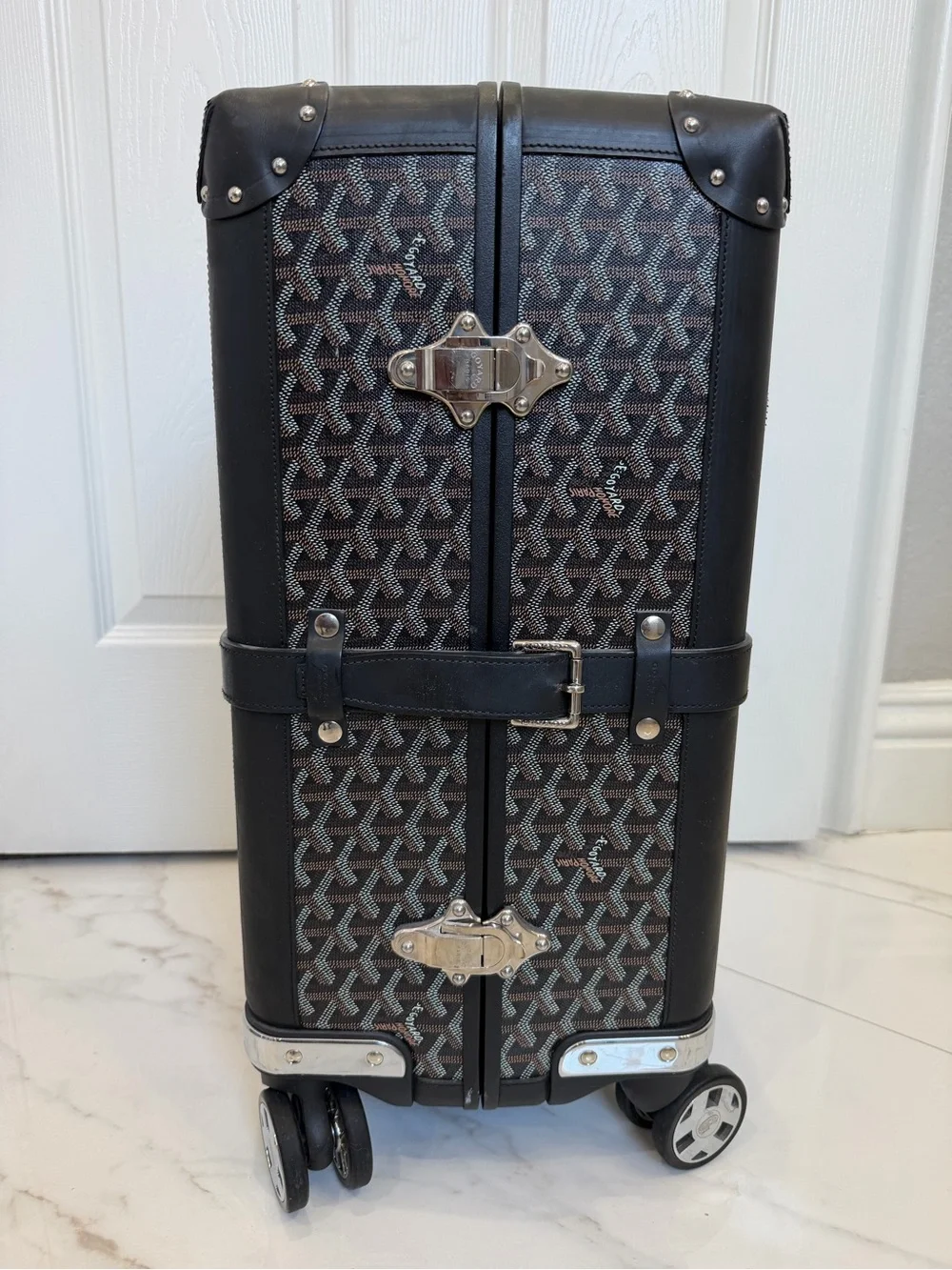 Goyard Bourget Carry-On Roller in Black and Brown